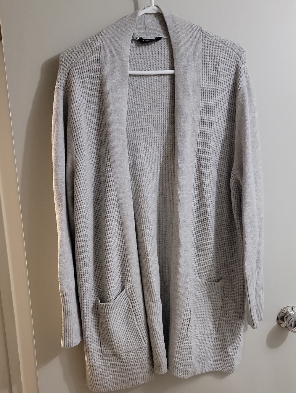 ⭐️ Denver Hayes Light Gray Waffle-Knit Open Cardigan